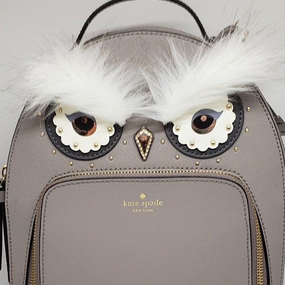 SOLD!  NWT KATE SPADE Grey Owl Backpack - Picture 2 of 8